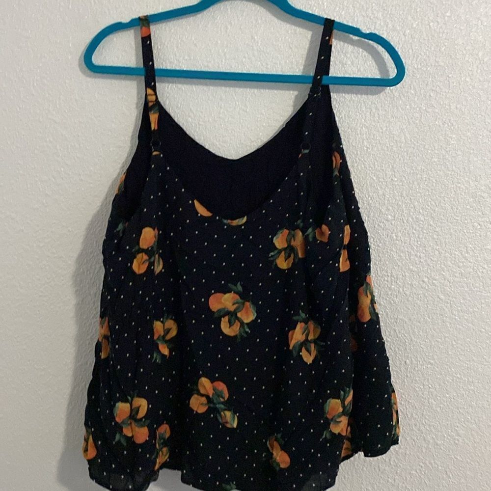 Torrid-Sophie Challis Double Layer Swing Cami- Black and orange - Size large - Picture 2 of 7